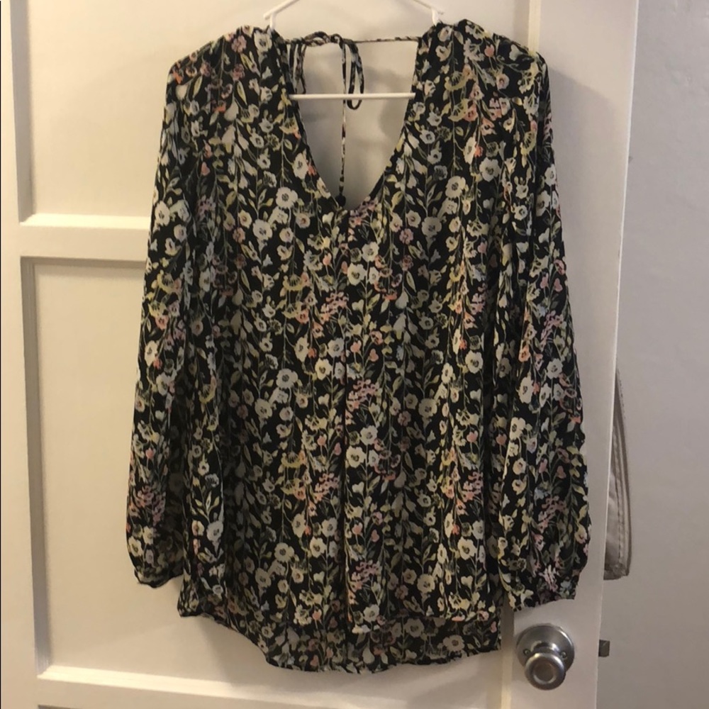 Floral Blouse with Back Tie